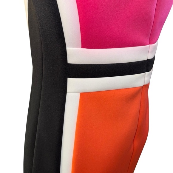 NWOT Calvin Klein Women’s Size 10 Colorblock Dress Pink Orange Black White - Picture 5 of 9